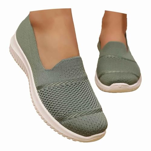 Schecker Mujer Sandalias Cerradas Y Ortopédicos Sneakers Clásicos Slip-On, Combinan Con Todo: Se Pueden Combinar Tanto Ropa Informal Como De Trabajo Zapatos Cómodos Casuales Mesh Transpirable Verde