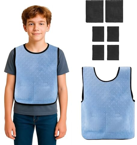 Yxmeiguo Weighted Vest for Kids with Sensory Issues, Adjustable Kids Calming Weighted Compression Vest for Children with ADHD and Autism - Include 6 Removable Weights
