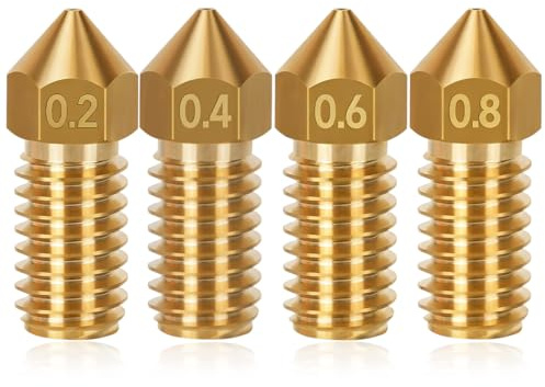 YUPZAR 4 Stück Düsen Set für Anycubic Vyper, 3D Drucker Teile, Messing, 0.2mm, 0.4mm, 0.6mm, 0.8mm Nozzles Kit für Vyper, Kobra Plus, Kobra Max,AnkerMake