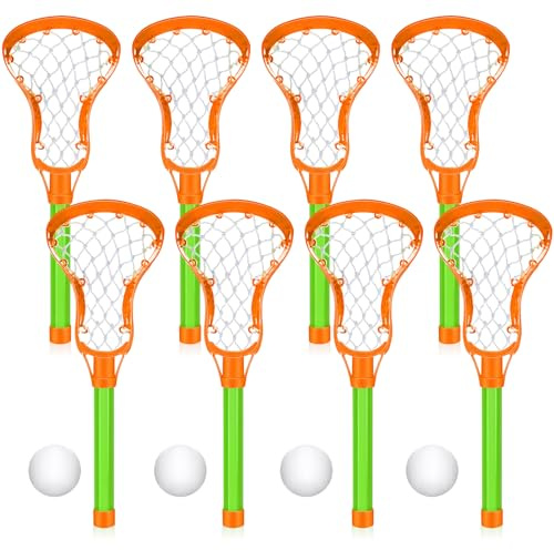 Arrowbash 4 Sets Lacrosse Stick and Ball, Each Includes 2 Water Lacrosse Sticks for Pool and 1 Ball Plastic Game Set for Kids Teens Adults Youth Outdoor Beach Sport Summer (16 Inch,Orange and Green)