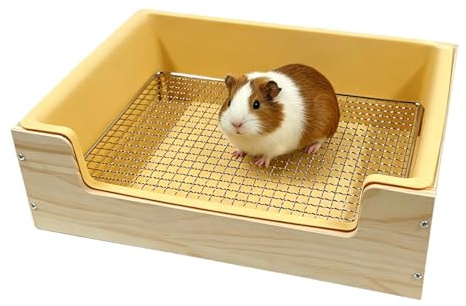 Bandeja de arena para conejo, rejillas de acero inoxidable, entrada baja, extraíble | arena Chinchilla, apto para casa, mascotas, jerbille, hurón, chinchilla, erizo y ratón