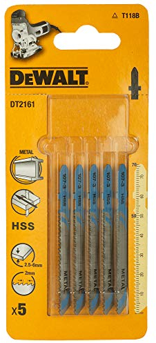 DeWalt DT2161-QZ - Hojas de sierra de calar HSS, longitud de 76 mm, paso de diente de 2 mm, para cortes en metales espesos, metales no ferrosos y aluminio