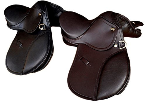 SIE EQUESTRIAN Sillín inglés para niños pequeños de 10 pulgadas, 12 pulgadas, 14 pulgadas y 15 pulgadas de cuero regular (negro, 10 pulgadas R)