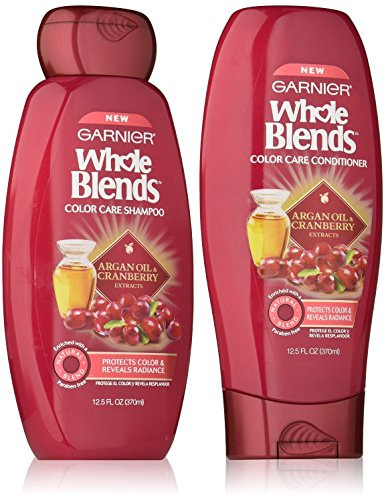 Garnier Whole Blends Color Care Shampoo and Conditioner Set with Argan Oil and Cranberry Extracts, 12.5 oz Each