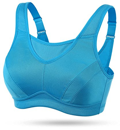 Wingslove Damen Sport BH ohne Bügel Nicht Gepolstert High Impact Bustier Halt Joggen BH (Blau 42G)
