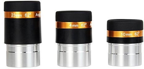 Svbony Teleskop Okular Set, 1,25” Planeten Okular Set 4mm 10mm 23mm 62° Weitwinkel Okular Scharfe Bilder Asphärische Linse, für Beobachtung Binärdateien Mondsternhaufen