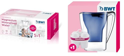 BWT Magnesium Mineralizer Filtro con Tecnologia Brevettata caraffa filtrante, Bianco, 6 unità (Confezione da 1) & Caraffa Filtrante Modello Penguin 2,7 L + 1 cartuccia filtrante