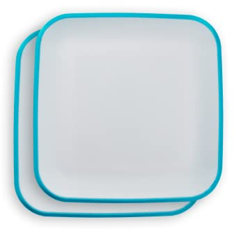 Linden Berg Salatteller eckig 2er Set Dessertteller FrühstückstellerKuchenteller Teller 24,5 x 24,5 cm (Blau)