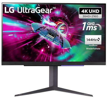 LG 27GR93U UltraGear Gaming Monitor 27 UltraHD 4K IPS HDR 400, 3840x2160, 1ms, G-Sync Compatible, AMD FreeSync Premium Pro 144Hz, HDMI 2.1 VRR, HDCP 2.2, Display Port 1.4, Flicker Safe, Nero