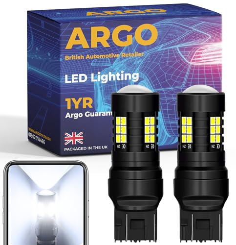 Argo W21/5w Bulb 580 Led Xenon White 21 Smd 12v DRL Daytime Running Lights W21w Bulb 7443 Brake Light Bulbs Upgrade Super Bright Light Bulb T20 Bulb Led Car Bulbs