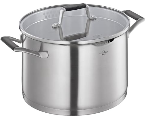 Köksprofi COOK kastrull BOLOGNA | rostfritt stål gryta med lock av säkerhetsglas | lämplig för induktion | hällpip | kruka med fin och grov sil | flerskiktsbotten | Ø 24 cm