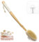Aoyswuz 46cm Spazzola Schiena Doccia Manico Lungo Staccabile Spazzola Bagno Schiena in Bambù Ergonomia Spazzola Corpo per Esfoliante Pelle Morta, Allevia la Cellulite