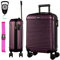 NOWI® Las Palmas Koffer Klein: 55x40x20cm Leichter Hartschalenkoffer mit Rollen, mit Kofferwaage und Kofferband, 34L passend für Ryanair, Lufthansa & co. Kabinenkoffer (metallic lila, M)