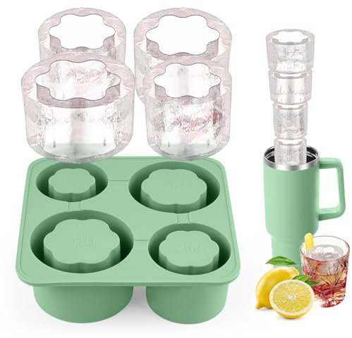 Lifhety Stanley Cup Ice Cube Tray with Lid, Silicone Ice Cube Moulds for 20-40Oz, Stanley Cup Accessories Ice Mold, Ice Trays for Freezer, Party, Whiskey and Coffee, LFGB Certified BPA Free