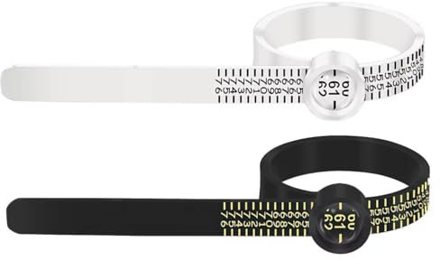 2 Stück Ringmaßband, Ring Messer Finger, Ringgrössenmesser, Ringgröße Messen,Ringmesser Measuring,Ringschablone für Machen Fingerring Größenmessung,Ringgrößenwerkzeug mit Graduation Vergrößerungsglas