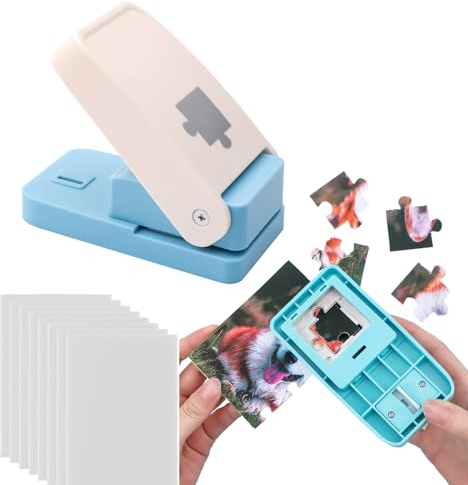 BAOFALI Juego de 11 cortadores de máquina para hacer rompecabezas, máquina azul para hacer rompecabezas con 10 espumas adhesivas, para artes y manualidades, hacer rompecabezas, álbumes de recortes y
