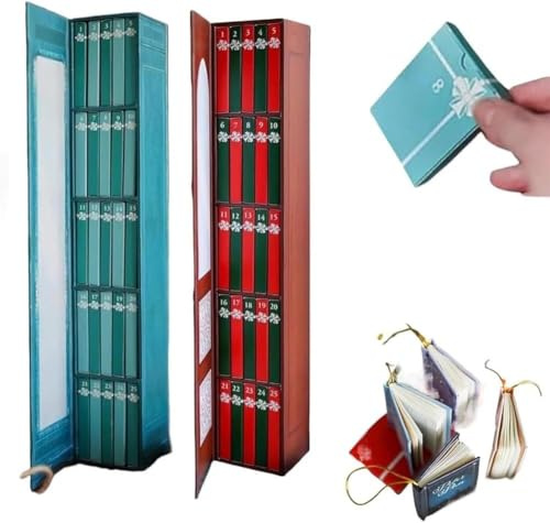 Mini libro 2025, ornamento per gli amanti della letteratura, calendario dell'avvento con 24 libri, regalo per il conto alla rovescia di Natale, piccola libreria in miniatura, decorazione per le