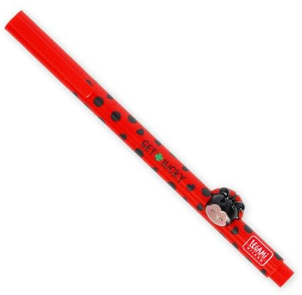 Legami - Penna Gel con Animaletto Decorativo Lovely Friends, Ladybug, Evita il Rotolamento, Inchiostro Rosso, Animaletto Rimovibile e Ricombinabile, Punta 0,5 mm