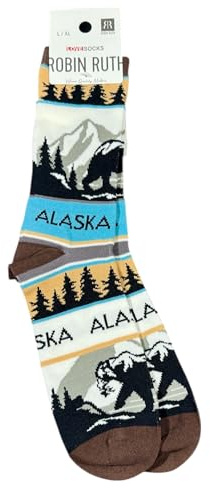 Robin Ruth Alaska Socks Alaska Unisex Mountain Bear Fish 75% cotton L/XL