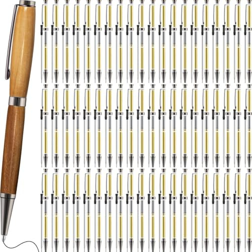 Akfldms Kit 60 Bolígrafos Giratorios para Torneado Madera, Bolígrafo Delgado 7 mm, A Granel con Paquete Repuesto para Proyectos Torneado Madera, Manualidades Bricolaje, Color Negro.
