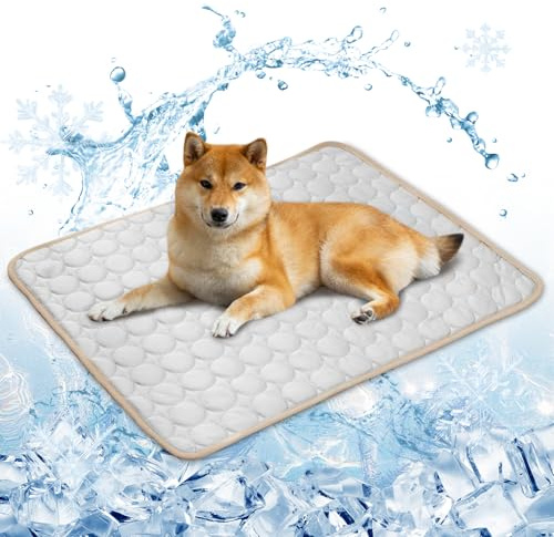 Dog Cooling Mat 70x55cm, Scratch-Resistant & Durable, Non-Toxic & Foldable Cooling Mat for Dogs, Easy to Clean Pet Cooling Mat, Suitable for Indoor, Outdoor & Car Use(L/Grey)