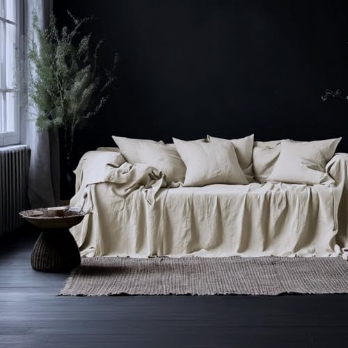 L'Emporio Casa Sofföverdrag Överkast Grov Canvas Robust Panama Bomull 160 x 260-260 x 280-360 x 280 Storlekar Maxi Lakan Heltäckande Granfoulard Tillverkad i Italien Grov 360 x 280
