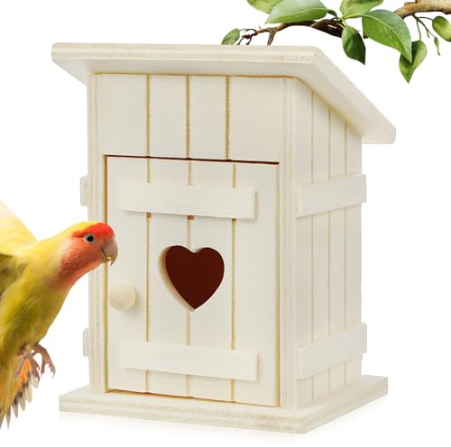 Toyvian Caja para Periquitos De Madera Beige con Diseño Decorativo para Exteriores Fácil Montaje Suministros para Aves En El Hogar