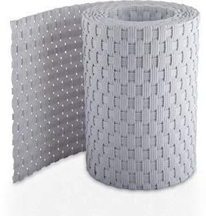 Mayaadi Home Privacy strips polyrattan roll rattan fence film privacy screen garden mat fence balcony mat single rod fence length 2.55 m height 19 cm light grey 1 piece