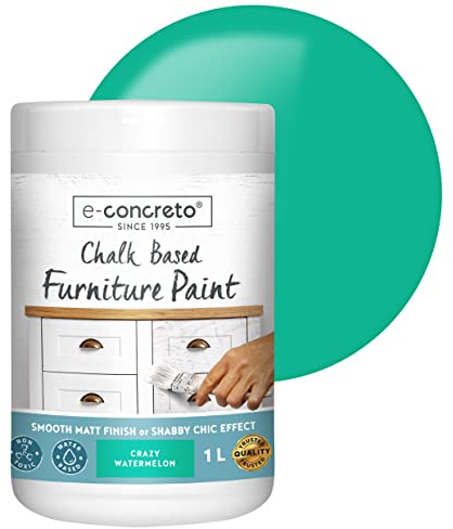 e-concreto Furniture Chalk Paint 1L, Shabby Chic or Matt Smooth Touch Finish | Chalk Paint + Stirrer (Green)
