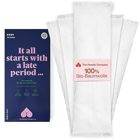 THE FEMALE COMPANY Veckosängbindningar av certifierad ekologisk bomull I kliniskt testad och särskilt ventilerande I utvecklad med barnmorskor I extra lång och absorberande (20 stycken)