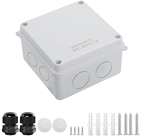 LeMotech Junction Box, Electrical Box IP65 Water Resistant Dustproof ABS Plastic Project Enclosure for Electronics White, External Size 3.9 x 3.9 x 2.8 inch