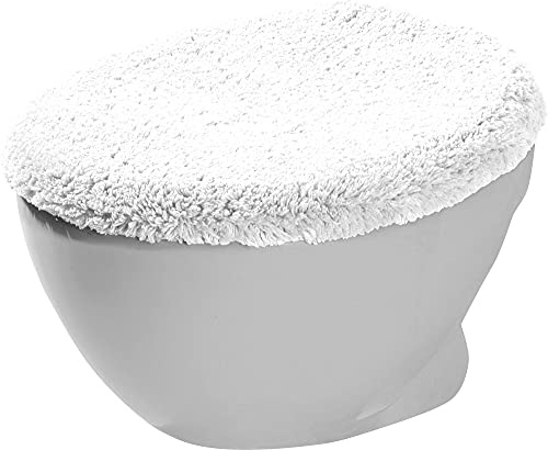 Erwin Müller WC-Deckelbezug Uni Serie Stuttgart weiß Größe 45x50 cm - Unterseite rutschhemmend, mit Schnürung, 100% Baumwolle