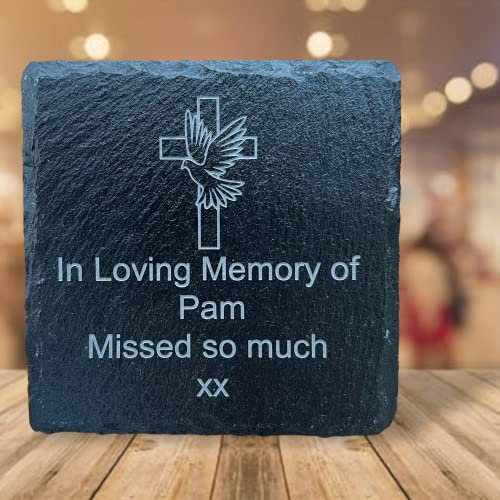 Engraved Memorial Slate/Coaster - Personalised choose own wording