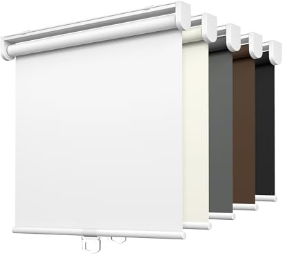 LazBlinds No Tools No Drill Cordless Roller Shades, 100% Blackout Roller Blinds for Windows, Thermal Insulated UV Protection Waterproof Roll Up Window Blinds and Shades, 31'' W x 72'' H, White