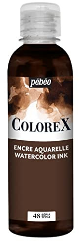Pébéo - Inchiostro Colorex 250 ML Seppia- Colorex Inchiostro Acquerello Pébéo - Inchiostro Marrone Rendering Velouté - Inchiostro Disegno Multiutensile Tutti i Supporti - 250 ML - Seppia