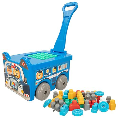 COLORBABY Color Block, Juego de construcción para niños, Bloques de Colores, 30 Piezas, Trolley de policía, Coche de Transporte, Cubos bebé, Juegos Infantiles, Juguete niño 18 Meses, (47161)
