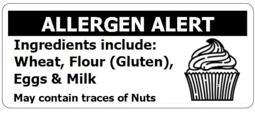 Cupcake Allergy Labels Cake Baking Allergen Stickers Food Allergy Warning Labels (52)