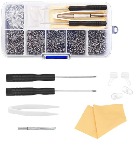 Lilbitty Kit de réparation universel de 500 pièces, plaquettes nasales en silicone, tournevis, accessoires pour tous les types de lunettes, lunettes de soleil, montres