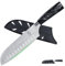 FULLHI Coltello Santoku con fodero 2pcs, colore 7 pollici coltelli giapponesi, Sushi taglio coltello da cucina in acciaio inox (Resina nera)