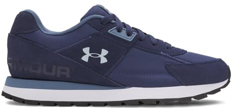 Under Armour Men's Essential Runner, Lightweight and Breathable Running Trainers with Suede Overlays, Men's Trainers with Rubber Outsole for Traction,Washed Navy / Nu Blue / Blue Calm,7