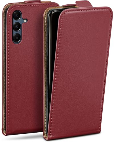 moex Flip Case für Samsung Galaxy A16 (4G/5G) Hülle klappbar mit 360 Grad Schutz, Handyhülle mit Displayschutz, PU Leder Handytasche Lederhülle, Flip Case Cover Klapphülle, Bordeaux