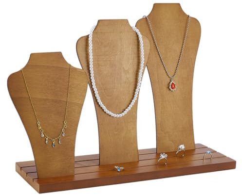 PH PandaHall Espositori per Collane In Legno Espositore per Collane A 3 Supporto per Collane In Legno Espositore per Gioielli Organizer per Collane Anelli Artigianato Vendita Fornitori Vetrina