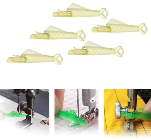 Sewing Machine Needle Threader Fish Mouth Type, Sewing Machine Needle, DIY Needle Threaders, Automatic Threading Aid Needle Threader Tool, Quick Sewing Machine Loop Needle Threaders (Yellow 5 PC)