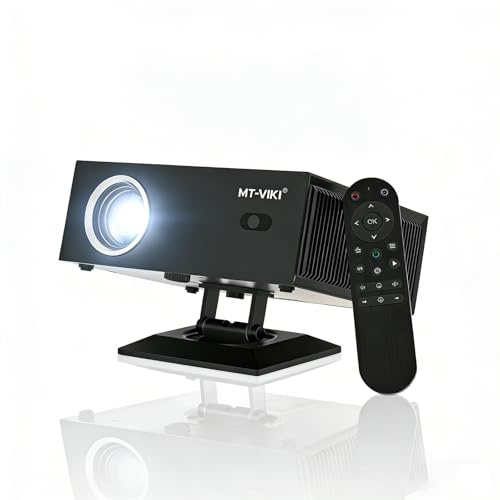 MT-VIKI 4K-projektorer, smart-projektor, hemmabio, stöder 18 000 lumen, autofokus/biltrapetskorrigering, projektor, full HD 1080P upplösning med 360° roterande stativ