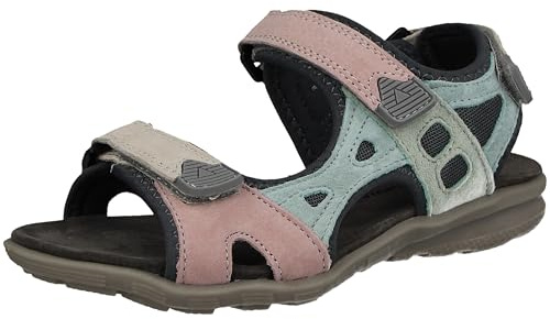 Yinka Shoes Women's Leather Triple Adjustable Hook-and-Loop Straps Mesh Comfort Sport Walking Sandals (Pink/Multi, UK Footwear Size System, Adult, Women, Numeric, Medium, 5)