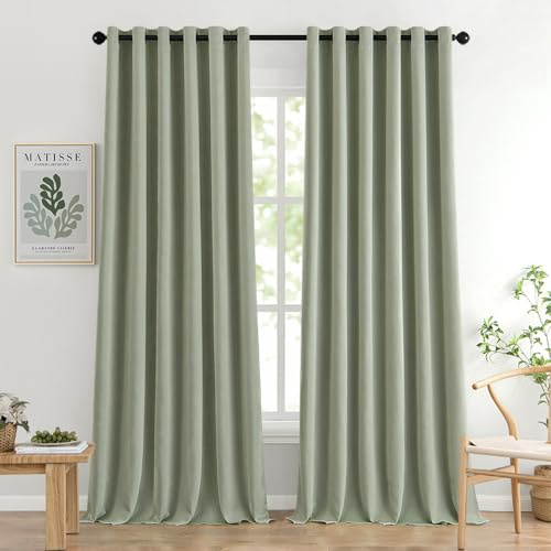 MIULEE Extra Breite Verdunklungsvorhänge Breite 200 cm, 2er Set Salbei Grün Vorhänge Blickdicht H 245 x B 200 cm, Gardinen Fenster Abdunkeln mit Ösen Wohnzimmer Schlafzimmer Vorhang Verdunkelung