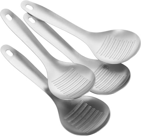 GLEAVI 4 Pièces Cuillère à gingembre broyeur de noix cuillère passoire moulin à épices cuillère à broyer râpe cuillère à fromage Petite râpe Acier inoxydable Silver