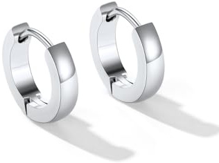 U7 Orecchini Uomo Cerchio Piccolo 9 mm Orecchini Donna Cerchio Huggie Acciaio Inossidabile Larghezza 3mm Colore Argento Regalo per Donna Uomo