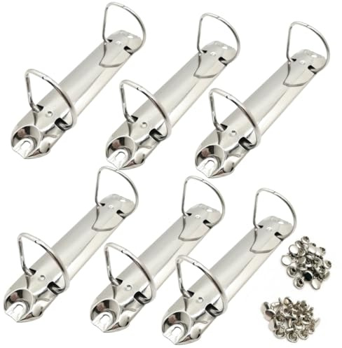 Changyeah 6 anelli di ricambio, 6 clip in metallo a forma di D, 2 anelli di ricambio, meccanismo ad anello a D, libro ad anello in metallo, per conservare carta, raccoglitori, planner e accessori