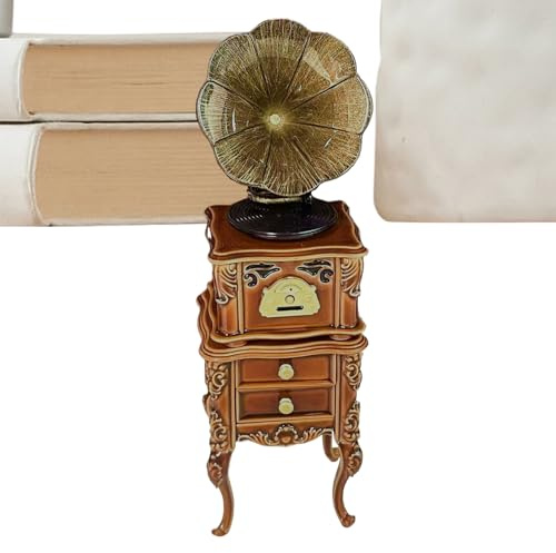 Phonographe pour Maison De,Mobilier pour Maison De avec Son | Modèles Décoratifs Artisanaux,pour Collectionneurs Amateurs Appui de Fenêtre Étagère Vitrine Coiffeuse Table